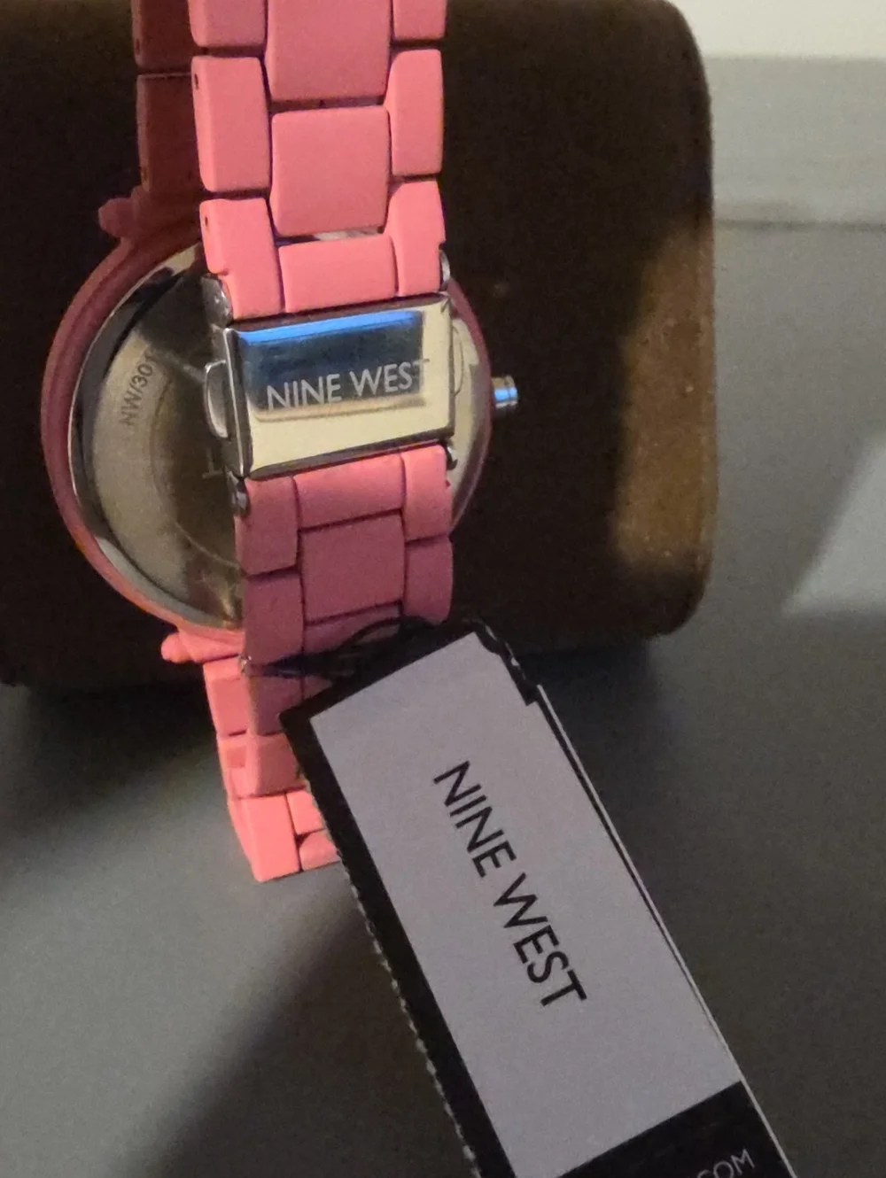 NINE WEST NWT Pink Metal Alloy Bracelet Oversized Women's Watch